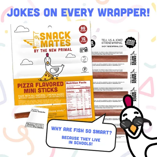 Vista 5 de New Primal Snack Mates Mini Chicken Stick Variety, tres sabores, 15
