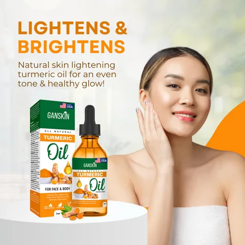 Vista 3 de Aceite de cúrcuma – Suero facial para rostro y cuerpo – Suero natural iluminador de la piel y tratamiento de hiperpigmentación – Suero de brillo