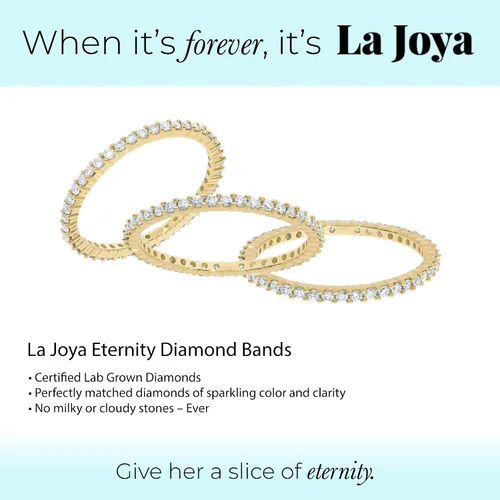 Vista 3 de La Joya 13 - 1 CT TW Certified Lab Created Diamond Eternity Band for Women Sparkling 10k Solid Gold Anniversary Bands Stackable Bands and Diamond