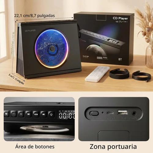Vista 9 de Gueray Reproductores portátiles de CD Bluetooth del reproductor de CD para Negro