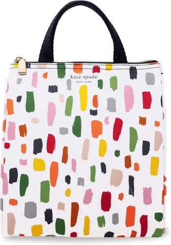 Vista 12 de Kate Spade New York Bolsa de Almuerzo Portátil Suave Refrigeradora, Bolso Térmico con Forro Interior Aislante Plateado y Bolsillo de Almacenamiento