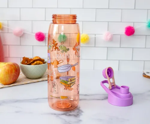 Vista 6 de Silver Buffalo Botella de agua con iconos de princesas de Disney con tapa de rosca, 28 onzas