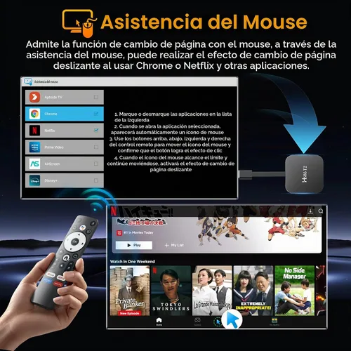 Vista 7 de Android 14.0 TV Stick HS86 T2 4K 2GB RAM 16GB ROM Dual Wi-Fi BT5.4