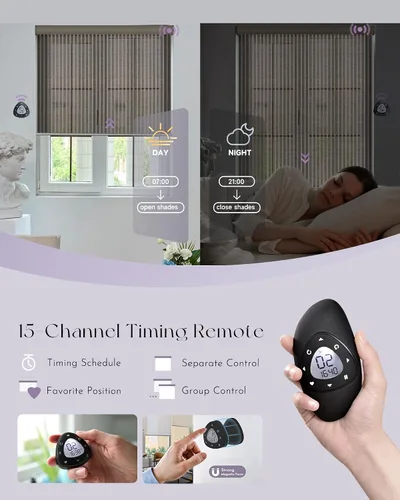 Vista 5 de Graywind Persianas enrollables inteligentes, persianas tejidas naturales para ventanas, control Alexa y Google, persianas motorizadas con control