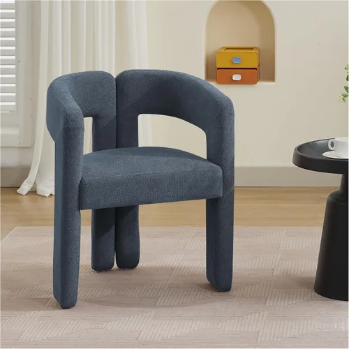 Vista 35 de adochr Modernas sillas de comedor de barril, silla de comedor tapizada de lino con patas de madera, sillas decorativas con brazos, cómodos sillones