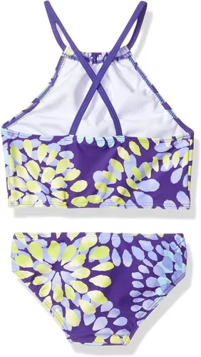 Vista 2 de Kanu Surf - Traje de baño de 2 piezas tipo tankini, con cuello halter y estampado de margaritas, con factor de protección ultravioleta 50+