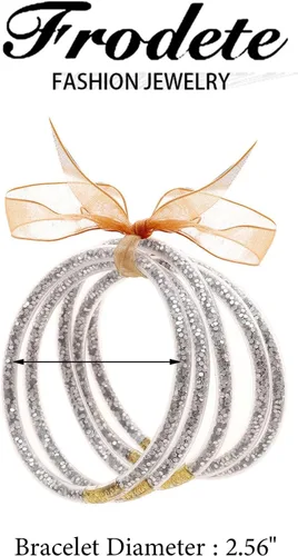 Vista 7 de Juego de 9 pulseras de gelatina para mujer, pulseras de Budha Girl, pulsera abierta con purpurina suave, pulseras doradas, regalo de joyería