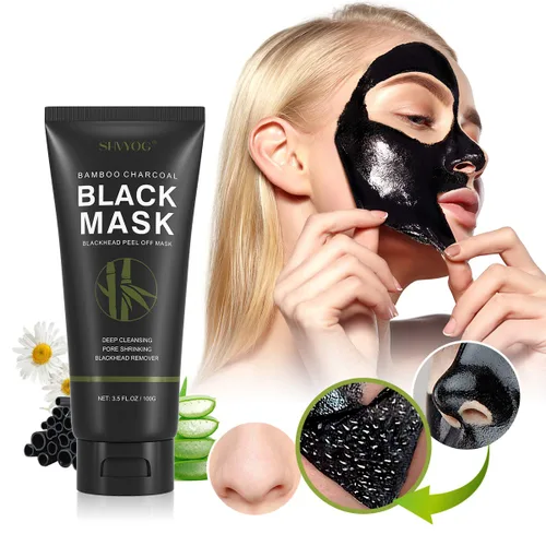 Vista 4 de SHVYOG Máscara Facial de Puntos Negros, Máscara Removedora de Puntos Negros 3-en-1 con Cepillo y Suero de Aceite de Árbol de Té, Máscara de Carbón