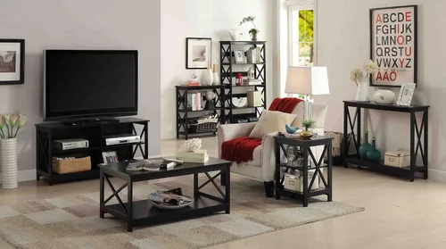 Vista 6 de Convenience Concepts – Mesa de café Oxford, Madera, Negro