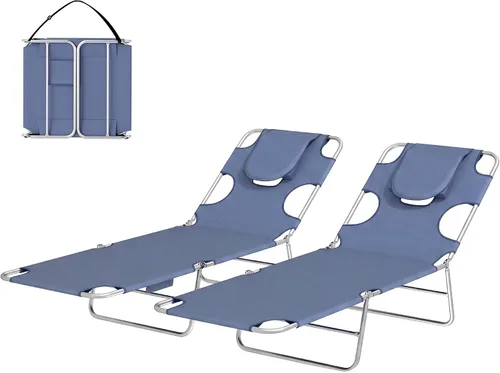 Vista 12 de Folding Chaise Lounge Set (2): Purple, 4-Position Recliner, Breathable Mesh & Bungee Suspension, Powder-Coated Steel, 74.5" L