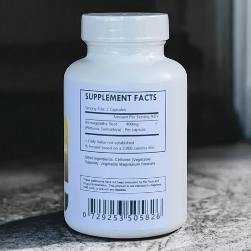 Vista 2 de Cápsulas de raíz de Ashwagandha - Orgánicas - 120 unidades 400 mg cada una - Ginseng indio - Withania Somnifera