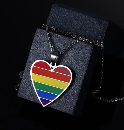 Vista 5 de Hisatan Collar personalizado del orgullo gay para hombres y mujeres, colgante personalizado de la amistad lesbiana, joyería de concientización LGBTQ