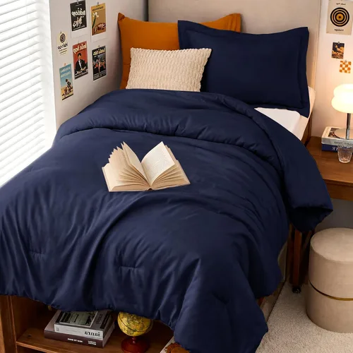 Vista 40 de MUXHOMO Juego de edredón beige tamaño individual/individual XL, ropa de cama alternativa ultrasuave para todas las estaciones. El juego de cama