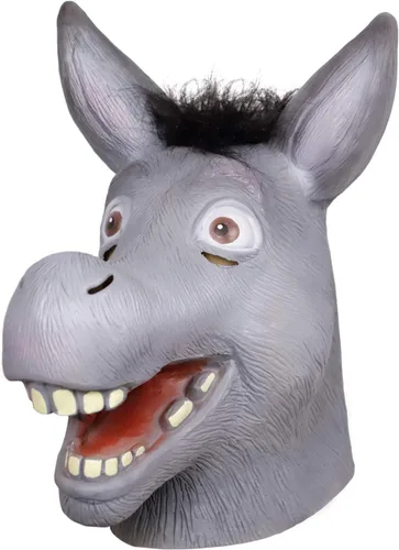 Vista 2 de Molezu Shrek - Máscara de burro para Halloween, disfraz de lujo, fiesta de disfraces, cosplay, cabeza de animal de látex para adultos