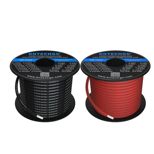 Vista 21 de BNTECHGO Carrete de alambre de silicona calibre 10 de 25 pies, alambre de cobre estañado trenzado de 10 AWG, color azul flexible