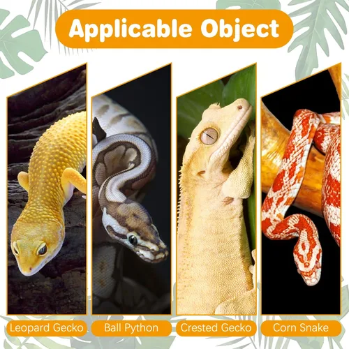 Vista 7 de Hamiledyi Caja de piel de reptil, 4 piezas, leopardo, piel de gecko, escondite de reptil, escondite de cueva, bola de pitón, accesorios