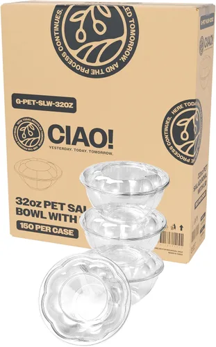 Vista 12 de CIAO! Tazón de fruta y ensalada PET transparente de 18 oz con tapa de cúpula rosa (150/caja)