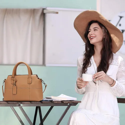 Vista 34 de Kattee - Bolsos de piel auténtica para mujer, bolsos de mano suaves para mujer