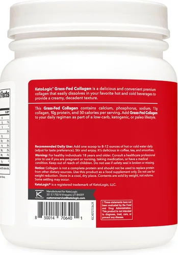 Vista 3 de Ketologic Colágeno alimentado con pasto (sabor a chocolate 1 LB)