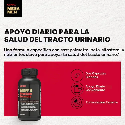 Vista 3 de GNC Fórmula de próstata para hombres, 60 cápsulas blandas, apoya la función reproductiva normal Contiene palma enana americana, beta-sitosterol