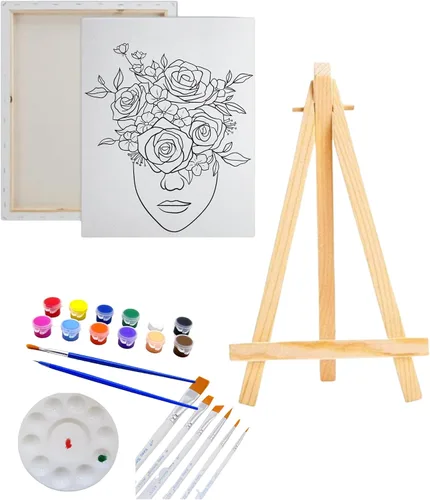 Vista 7 de Essenburg Kit de pintura de lienzo predibujado para dama de las flores, recuerdo de fiesta para adultos y adolescentes, para actividades nocturnas