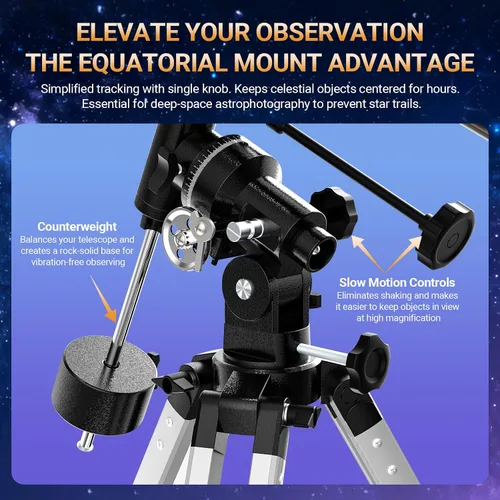 Vista 2 de Telescopio para adultos de alta potencia, apertura de 3.543 in