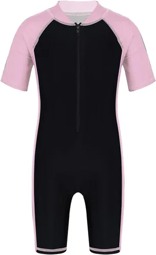 Vista 8 de Moily Conjunto de neopreno unisex para niños y niñas con cremallera, protección solar UV, traje de baño Azul y negro a