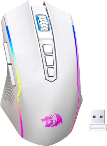 Vista 9 de Redragon Mouse para juegos, mouse inalámbrico para juegos con 8000 DPI, ratones para juegos de PC con botón de fuego, mouse ergonómico programable
