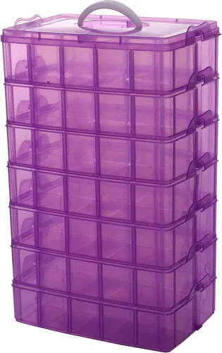 Vista 12 de Sooyee Organizador de almacenamiento para manualidades, funda de ruedas calientes, caja de costura, caja organizadora de plástico de 3 niveles
