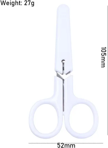 Vista 2 de Mini tijera de color blanco portátil de acero inoxidable, tijeras de regalo de papelería portátil para manualidades y manualidades