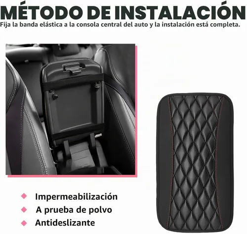 Vista 5 de Ohleats - Almohadilla de consola central para automóvil, funda protectora impermeable de cuero PU para reposabrazos de auto, cómoda alfombrilla