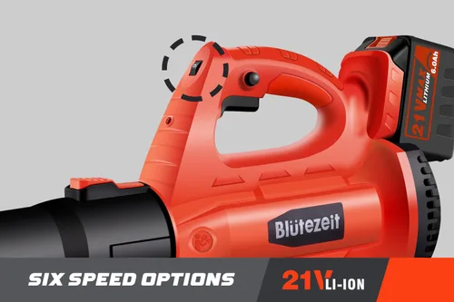 Vista 4 de Blütezeit Soplador de hojas inalámbrico, soplador de hojas alimentado por batería de 21 V (batería de 6.0 Ah y cargador incluidos), soplador