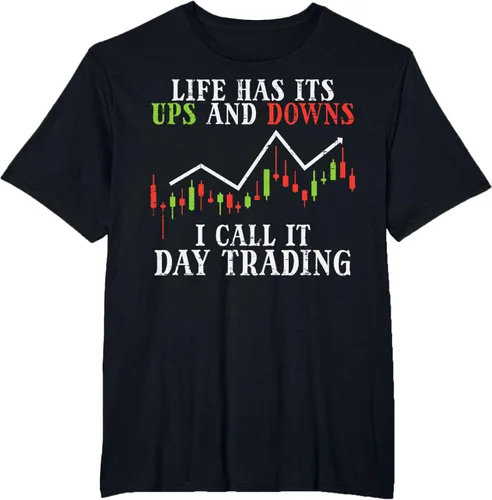 Vista 73 de Life Ups And Downs Day Trading Crypto Stock Market Trader T-Shirt, Negro