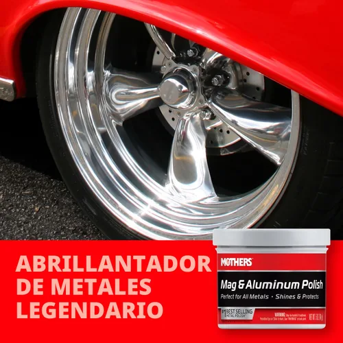 Vista 2 de Pulidor Mag & Aluminum Polish 05101 y paquete de telas de microfibra., std color Brilliant Shine, All Uncoated & Unplated Metals Including