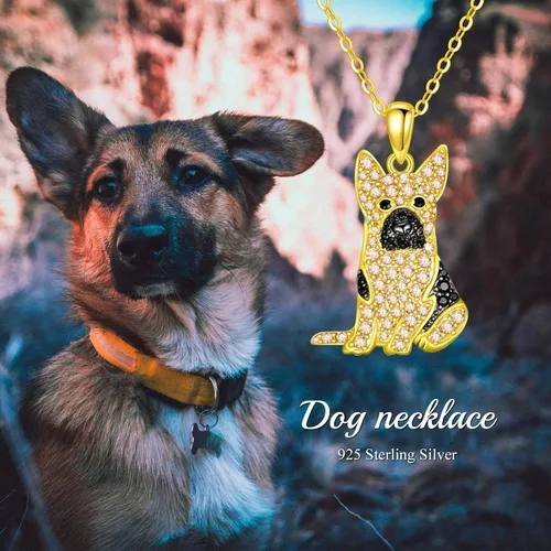 Vista 71 de Collares con colgante de perro de plata de ley S925 – 24 razas corgi/husky/labrador/pastor para mujer