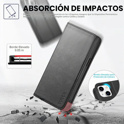Vista 6 de TUCCH Funda tipo cartera con 3 ranuras para tarjetas para iPhone 14