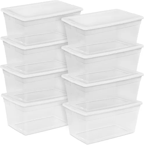 Vista 38 de Sterilite - Paquete de 12 cajas de almacenamiento apilables con tapas a presión; contenedor organizador de plástico resistente para armario, baño