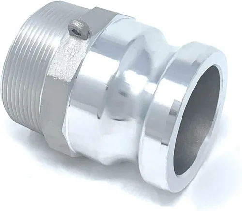 Vista 5 de Gloxco Tipo F de aluminio leva y ranura de montaje, adaptador Camlock macho de 2" x 2" NPT macho (CAM-20-F-AL)