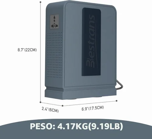 Vista 5 de Transformador elevador de 1000 W, convertidor de 110 V a 220 V, gris azul