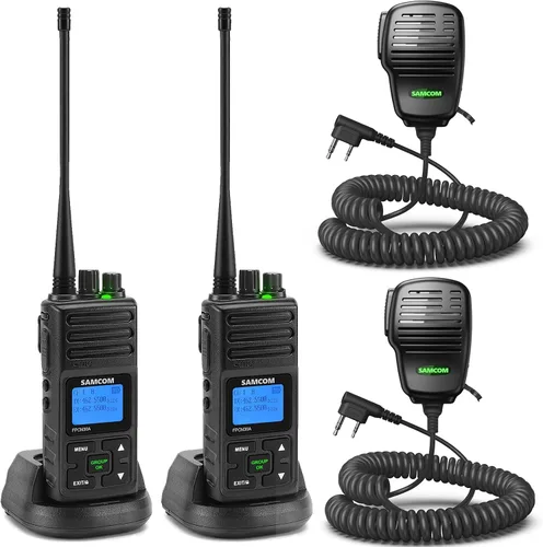 Vista 9 de SAMCOM Walkie Talkies Radios recargables de dos vías de largo alcance con auriculares, radios de 2 vías SAMCOM UHF transceptor de mano Walky Talky