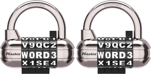 Vista 9 de Master Lock 1534D Candado para casillero, establece tu propia palabra de combinación, paquete de 1, colores surtidos