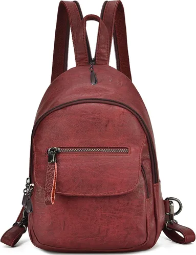 Vista 8 de Bolso tipo mochila pequeña de piel PU convertible para mujer, bolsa de hombro para damas