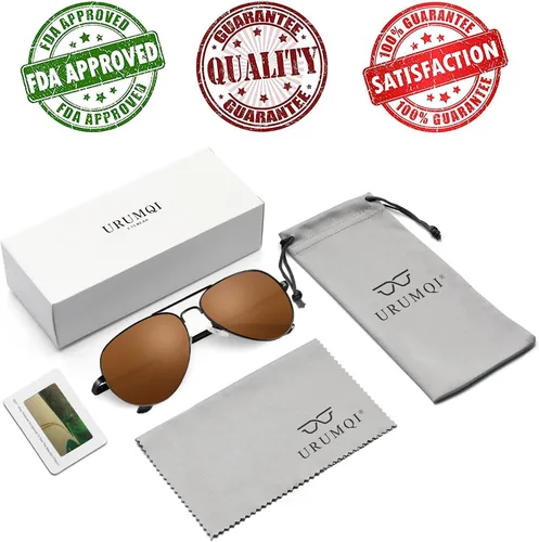 Vista 7 de URUMQI Polarized Aviator Sunglasses for Men Women Classic Pilot Shades UV400 Protection Lens Metal Frame Spring Hinges
