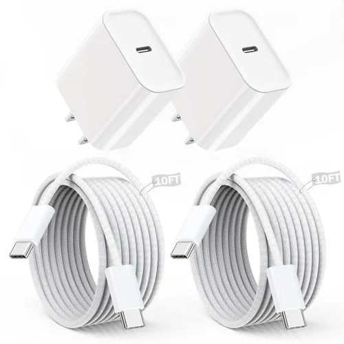 Vista 13 de Cargador de iPhone de carga rápida para iPhone 14, paquete de 2 bloques de pared USB C con enchufe de cargador y cable de carga USB C a Lightning