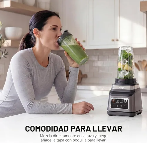 Vista 5 de Ninja BN751 Professional Plus DUO Licuadora, 1400 vatios máximo, 3 programas de Auto-IQ para batidos, bebidas congeladas y extracciones
