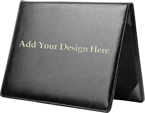 Vista 10 de Funda para diploma de 8.5 x 11 pulgadas, acolchado para certificado de premio, piel sintética, color negro