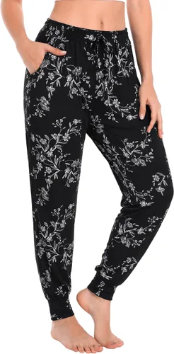 Vista 16 de Envlon - Pantalones de yoga para mujer, sueltos, ligeros, pantalones de entrenamiento, con cordón, cómodos, joggers casuales, con bolsillos Negro