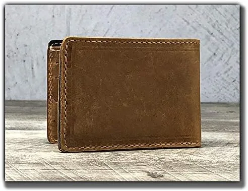 Vista 6 de Anthology Gear - Cartera minimalista de cuero de grano completo con soporte para púas de guitarra (tabaco)