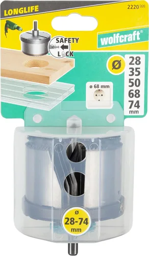 Vista 4 de Wolfcraft 2220000 (L) corona profesional, broca central 0.236 in con 5 hojas sierra, profundidad de corte 1.575 in PACK 1