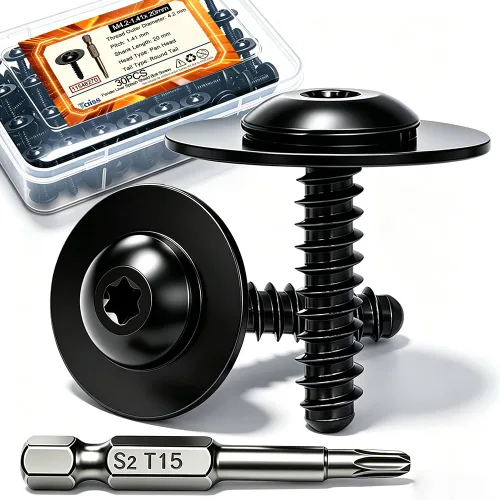 Vista 11 de Taiss 30 tornillos M4.2-0.056x0.787 in para protección contra salpicaduras compatibles con múltiples modelos bajo las marcas Ford y Chevrolet